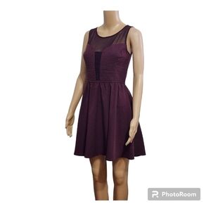 DYNAMITE Maroon Sheer Quilted Mini Dress